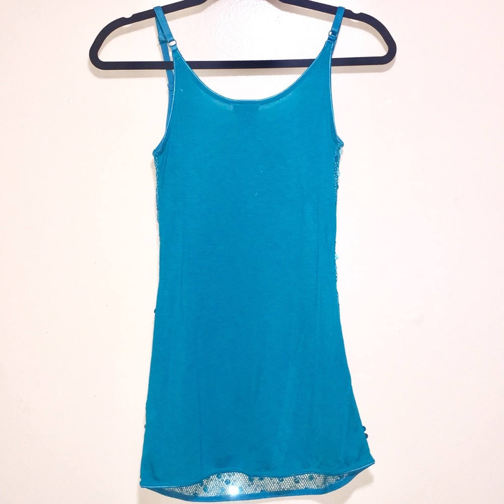 Turquoise sequenced tank top - Picture 3 of 5
